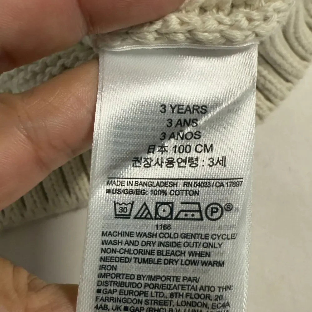 babyGap 3 Years NEW Cable Knit Collared Sweater Cream Tan Shawl Grandpa